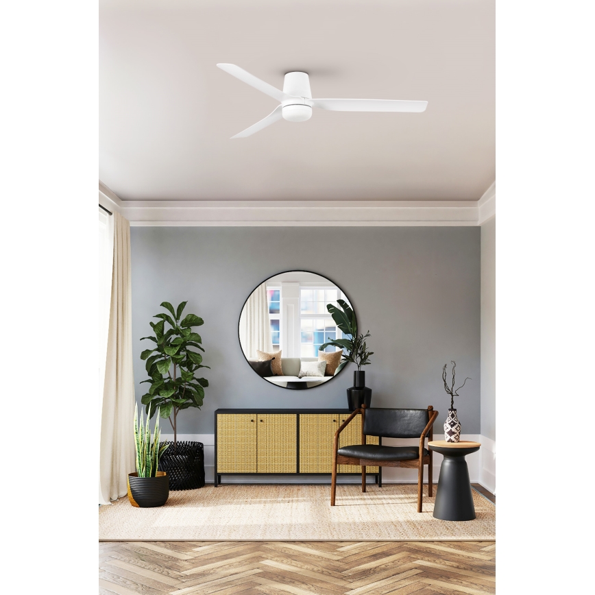 FARO 33828WT1S - LED-dimbar takfläkt PUNT TUB M, LED 18 W, 230 V, 2700/3000/4000 K, Ø 132 cm, vit, Wi-Fi Tuya + fjärrkontroll