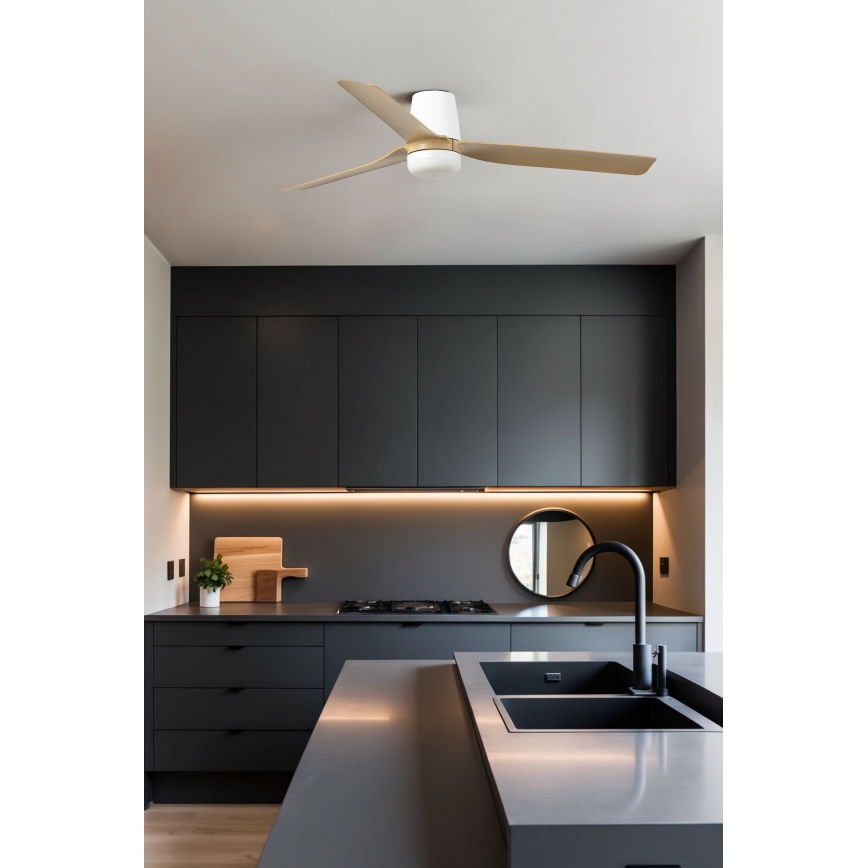 FARO 33829-1TW - LED Dimbar takfläkt PUNT TUB M LED/18W/230V 3000/4200/6500K diameter 130 cm vit/brown+ fjärrkontroll