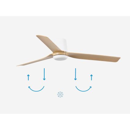 FARO 33829 - Takfläkt PUNT TUB M brun/vit Ø 130 cm + fjärrkontroll