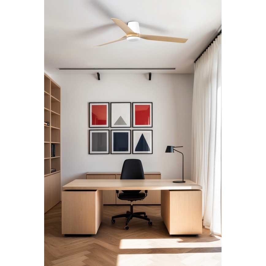 FARO 33829WT - Takfläkt PUNT TUB M brun/vit diameter 132 cm Wi-Fi Tuya + fjärrkontroll