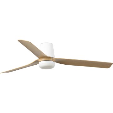 FARO 33829WT1S - Dimbar LED-takfläkt PUNT TUB M LED/18W/230V 2700/3000/4000K diam. 132 cm beige/vit Wi-Fi Tuya + fjärrkontroll