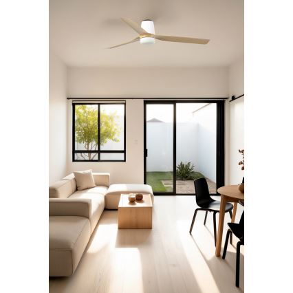 FARO 33829WT1S - Dimbar LED-takfläkt PUNT TUB M LED/18W/230V 2700/3000/4000K diam. 132 cm beige/vit Wi-Fi Tuya + fjärrkontroll
