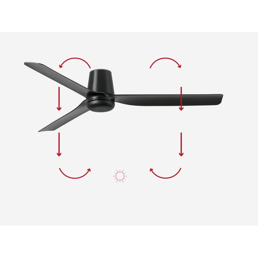 FARO 33830 - Takfläkt PUNT TUB M svart Ø 130 cm + fjärrkontroll