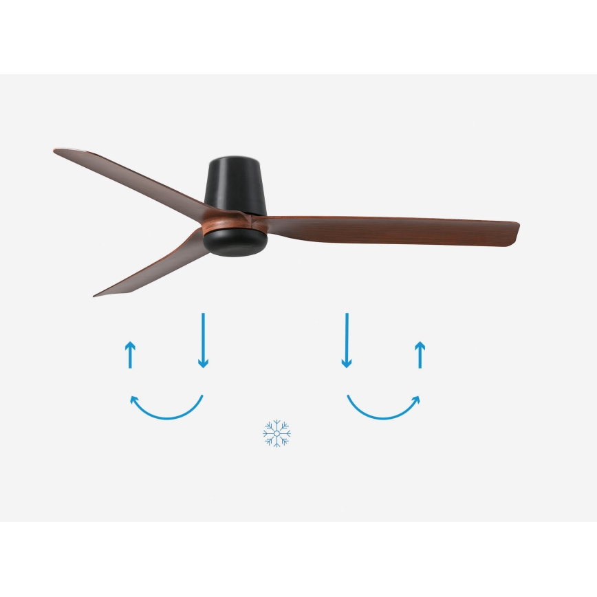 FARO 33831 - Takfläkt PUNT TUB M brun/svart Ø 130 cm + fjärrkontroll