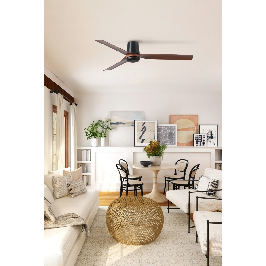 FARO 33831WT - Takfläkt PUNT TUB M brun/svart diameter 132 cm Wi-Fi Tuya + fjärrkontroll