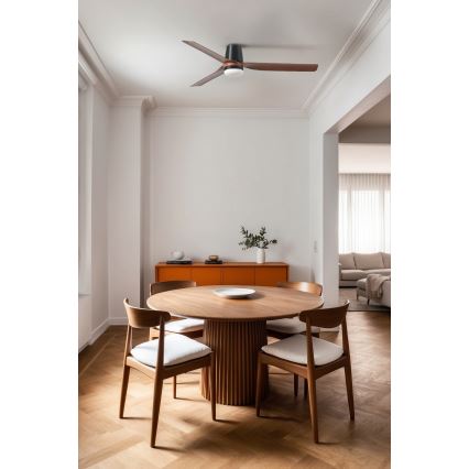 FARO 33831WT1S - LED-dimbar takfläkt PUNT TUB M LED/18W/230V 2700/3000/4000K Ø 132 cm brun/svart Wi-Fi Tuya + fjärrkontroll