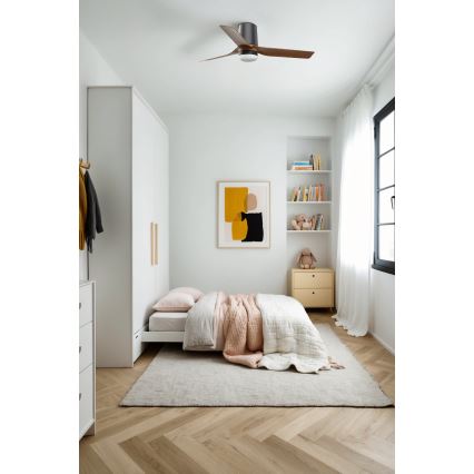 FARO 33835-1TW - LED-dimbar takfläkt MINI PUNT TUB S LED/10W/230V 2700/3000/4000K Ø 90 cm brun/svart + fjärrkontroll