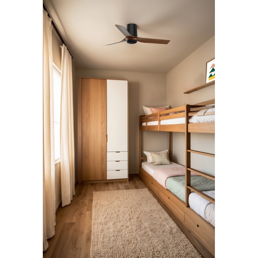 FARO 33835WT - Takfläkt MINI PUNT TUB S brun/svart diameter 90 cm Wi-Fi Tuya + fjärrkontroll