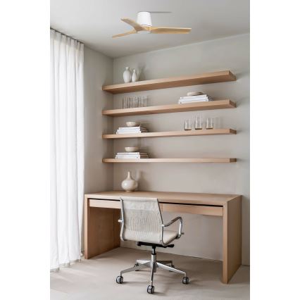 FARO 33836 - Takfläkt HEYWOOD TUB S furu/vit Ø 90 cm + fjärrkontroll