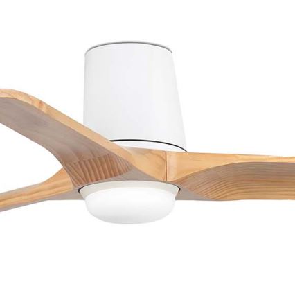 FARO 33836WT-1TW - LED-dimbar takfläkt HEYWOOD TUB med LED/10W/230V 2700/3000/4000K furu/vit Ø 90 cm Wi-Fi Tuya + fjärrkontroll