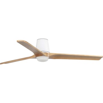 FARO 338381S - LED-dimbar takfläkt HEYWOOD TUB L LED/10W/230V 2700/3000/4000K Ø 132 cm trä/vit + fjärrkontroll