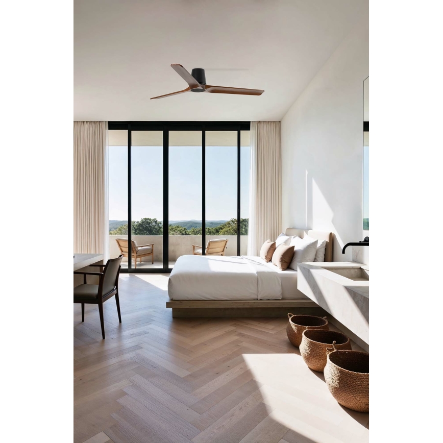 FARO 33839 - Takfläkt HEYWOOD TUB L tall/svart Ø 132 cm + fjärrkontroll