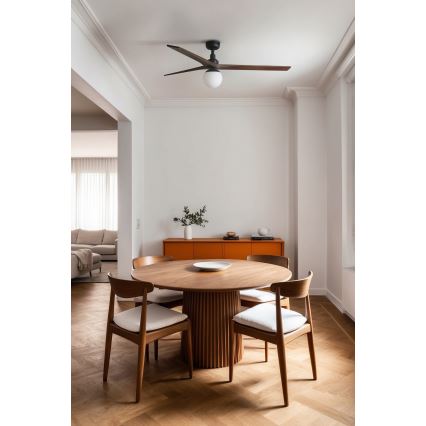 FARO 34276-11L - Takfläkt KLIM L 1xE27/15W/230V valnöt/svart Ø 150 cm + fjärrkontroll