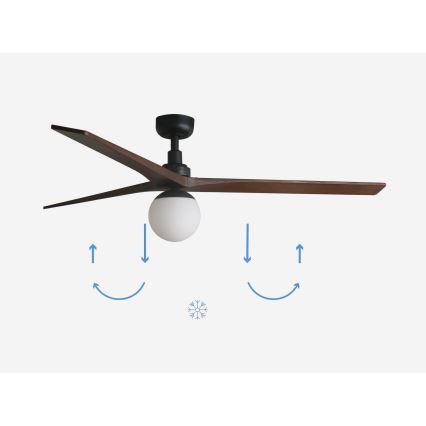FARO 34276-11L - Takfläkt KLIM L 1xE27/15W/230V valnöt/svart Ø 150 cm + fjärrkontroll