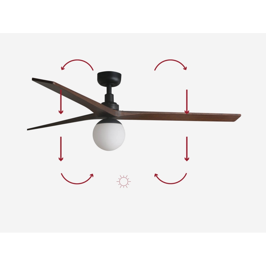 FARO 34276-11L - Takfläkt KLIM L 1xE27/15W/230V valnöt/svart Ø 150 cm + fjärrkontroll