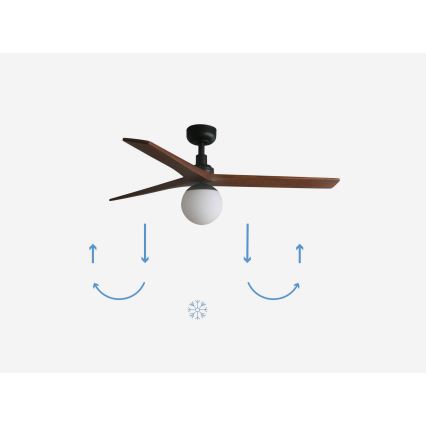 FARO 34277-11L - Takfläkt KLIM M 1xE27/15W/230V valnöt/svart Ø 125 cm + fjärrkontroll