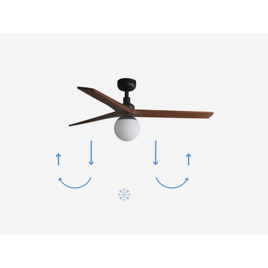 FARO 34277-11L - Takfläkt KLIM M 1xE27/15W/230V valnöt/svart Ø 125 cm + fjärrkontroll