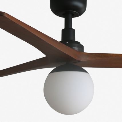FARO 34277WT-11L - Takfläkt KLIM M 1xE27/15W/230V valnöt/svart Ø 125 cm Wi-Fi Tuya + fjärrkontroll