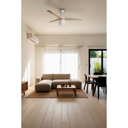 FARO 34280-11L - Takfläkt KLIM M 1xE27/15W/230V tall/vit diameter 125 cm + fjärrkontroll