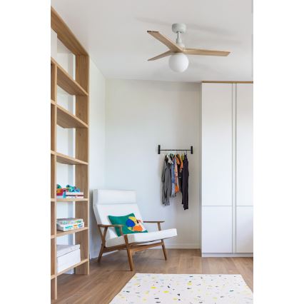 FARO 34281WT-11L - Takfläkt KLIM S 1xE27/15W/230V tall/vit Ø 92,5 cm Wi-Fi Tuya + fjärrkontroll