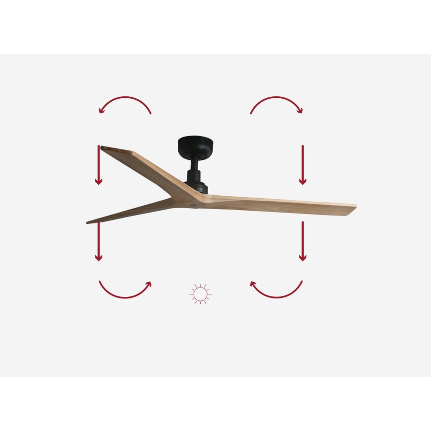 FARO 34283 - Takfläkt KLIM M tall/svart Ø 125 cm + fjärrkontroll