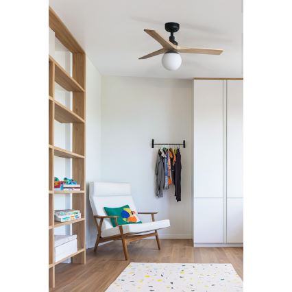 FARO 34284WT-11L - Takfläkt KLIM S 1xE27/15W/230V tall/svart Ø 92,5 cm Wi-Fi Tuya + fjärrkontroll