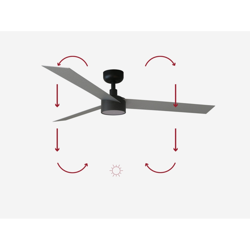 FARO 34286-1TW - LED-dimbar takfläkt CRUISER L LED/18 W/230 V 2700/3000/4000 K Ø132 cm svart/grå + fjärrkontroll