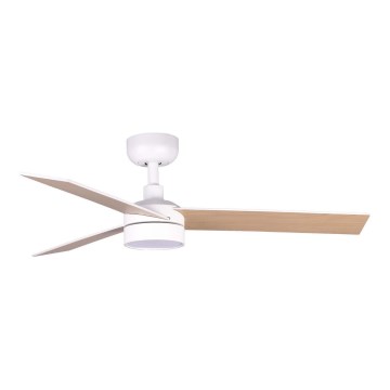 FARO 34295WT1S - LED-dimbar takfläkt RUDDER S LED/18W/230V 2700/3000/4000K Ø 106 cm beige/vit Wi-Fi Tuya + fjärrkontroll