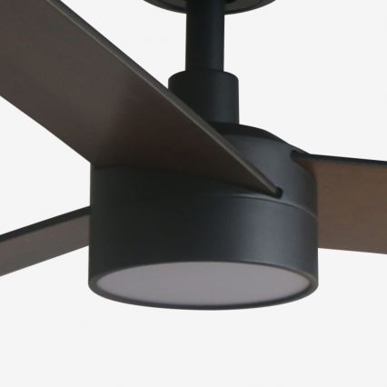 FARO 34298WT1S - LED-dimbar takfläkt RUDDER L LED/18W/230V 2700/3000/4000K Ø 132 cm brun/svart Wi-Fi Tuya + fjärrkontroll