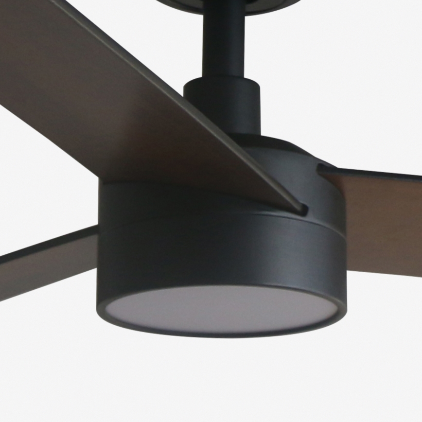FARO 34298WT1S - LED-dimbar takfläkt RUDDER L LED/18W/230V 2700/3000/4000K Ø 132 cm brun/svart Wi-Fi Tuya + fjärrkontroll