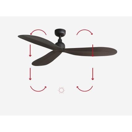 FARO 34301 - Takfläkt PALMA brun Ø 129 cm IP44 + fjärrkontroll