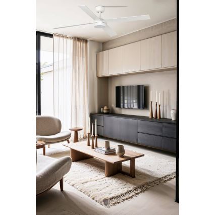 FARO 34355-1TW - LED Dimbar takfläkt RUDDER L LED/20W/230V vit/beige diameter 132 cm + fjärrkontroll