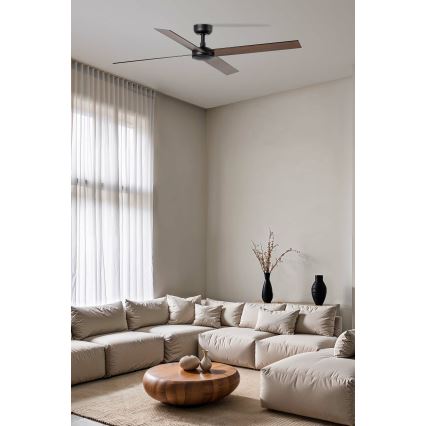 FARO 34356WT - Takfläkt RUDDER L brun/svart diameter 132 cm Wi-Fi Tuya + fjärrkontroll