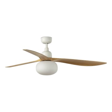 FARO 34361WT-11L - Takfläkt OUTWOOD L 1xE27/15W/230V brun/vit Ø 150 cm Wi-Fi Tuya IP44 + fjärrkontroll