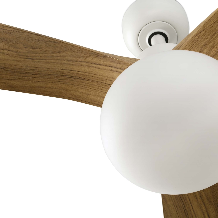 FARO 34361WT-11L - Takfläkt OUTWOOD L 1xE27/15W/230V brun/vit Ø 150 cm Wi-Fi Tuya IP44 + fjärrkontroll