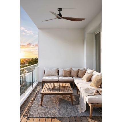 FARO 34362 - Takfläkt OUTWOOD L brun/svart diameter 150 cm IP44 + fjärrkontroll