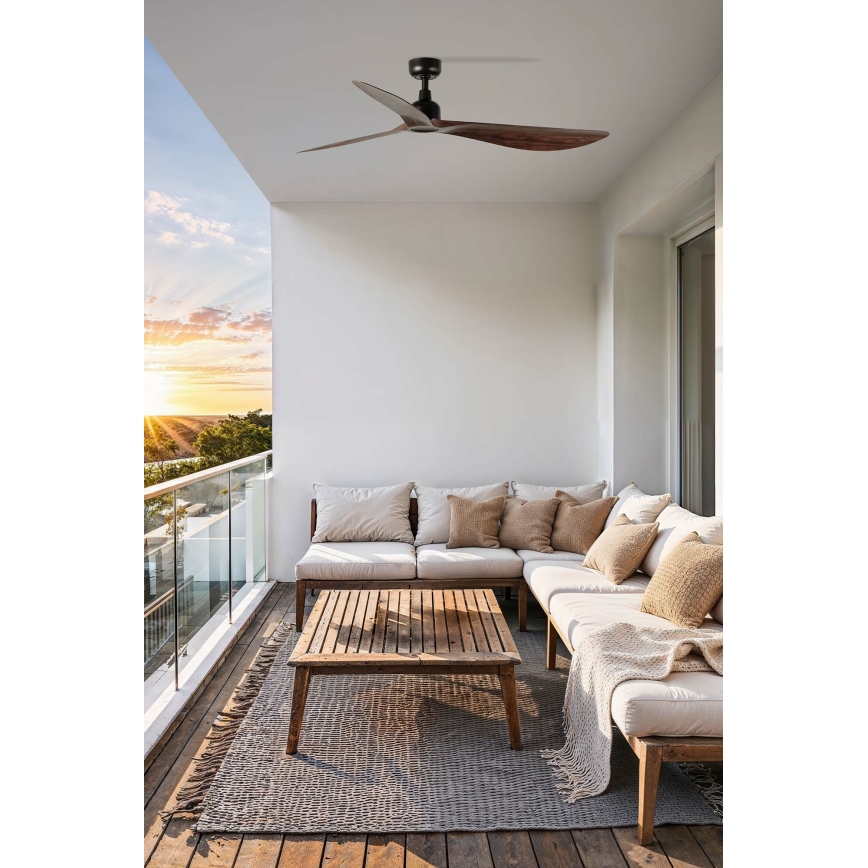 FARO 34362 - Takfläkt OUTWOOD L brun/svart diameter 150 cm IP44 + fjärrkontroll