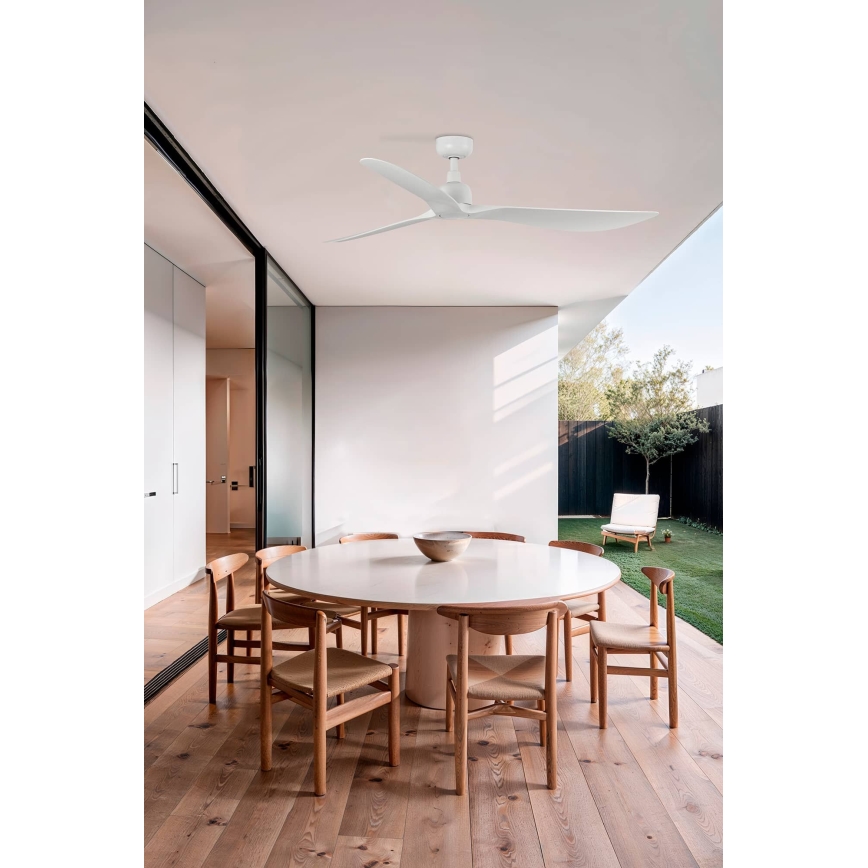 FARO 34363 - Takfläkt OUTWOOD L vit diameter 150 cm IP44 + fjärrkontroll