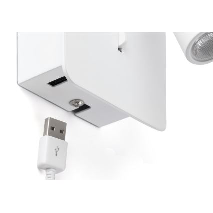 FARO 62117 - LED vägg spotlight  SUAU LED/3W/230V USB vit 
