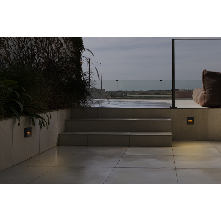 FARO 71963 - LED-trapparmatur DUNE LED/3W/230V 2200/2700/3200/4000K IP65 antracit fyrkantig