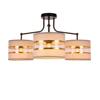 Fäst ljuskrona ANDY 3xE27/40W/230V grå/guld/svart