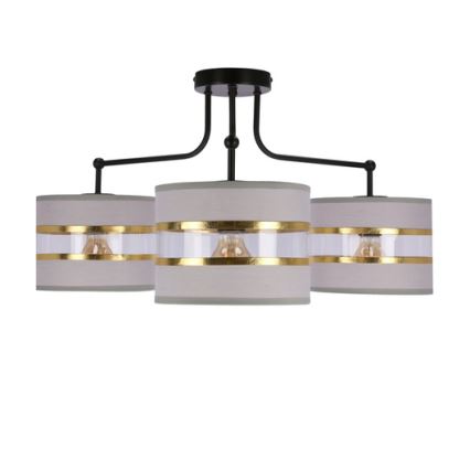 Fäst ljuskrona ANDY 3xE27/40W/230V grå/guld/svart