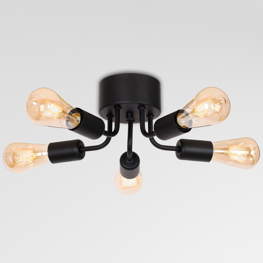 Fäst ljuskrona BRENDA 5xE27/60W/230V svart