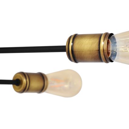 Fäst ljuskrona CAMBRIDGE 6xE27/20W/230V svart/gyllene