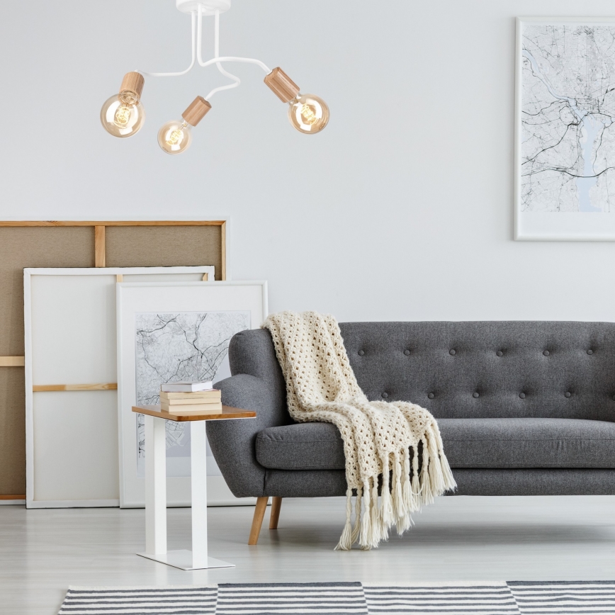 Fäst ljuskrona CONOR 3xE27/60W/230V ek/vit
