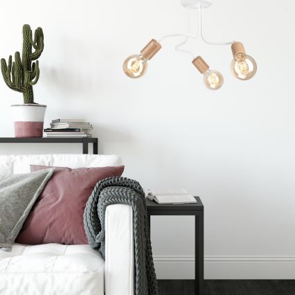 Fäst ljuskrona CONOR 3xE27/60W/230V ek/vit