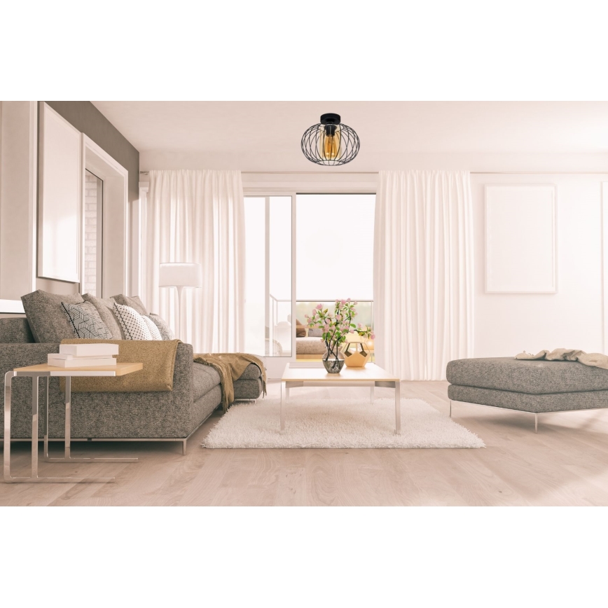 Fäst ljuskrona CORRINI 1xE27/60W/230V diameter 25 cm svart/beige