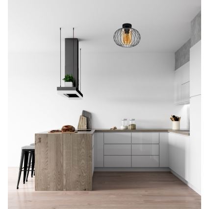 Fäst ljuskrona CORRINI 1xE27/60W/230V diameter 25 cm svart/beige