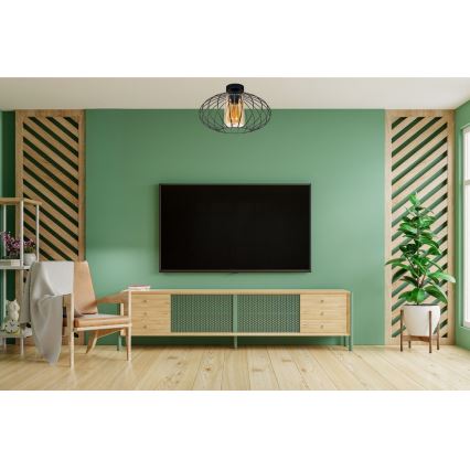 Fäst ljuskrona CORRINI 1xE27/60W/230V diameter 34 cm svart/beige