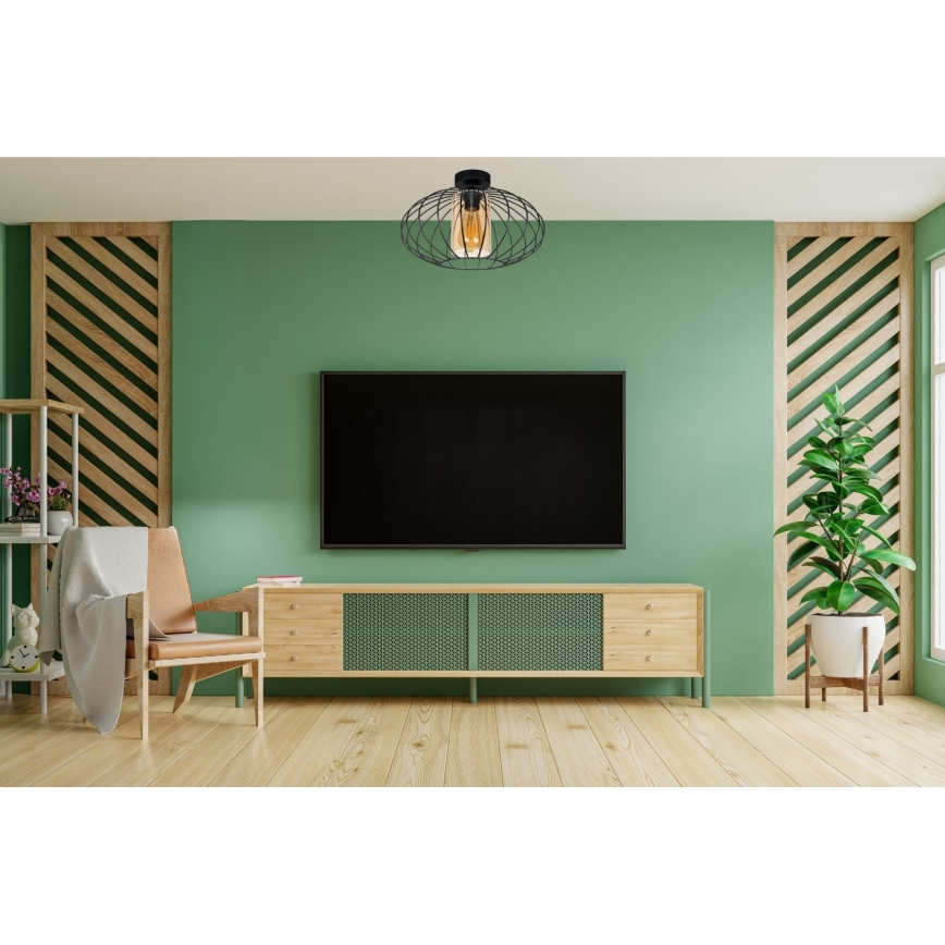 Fäst ljuskrona CORRINI 1xE27/60W/230V diameter 34 cm svart/beige